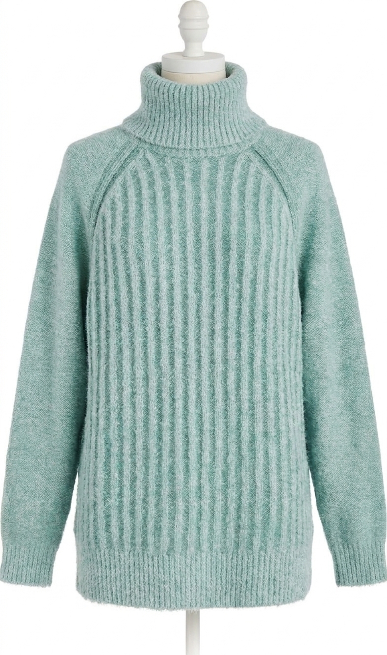 NEW FREE PEOPLE big city ribbed pullover turtleneck sweater in green